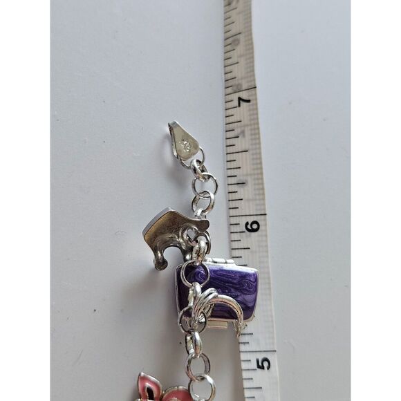 **Final Sale** Sterling silver colorful charm bracelet - Picture 5 of 16